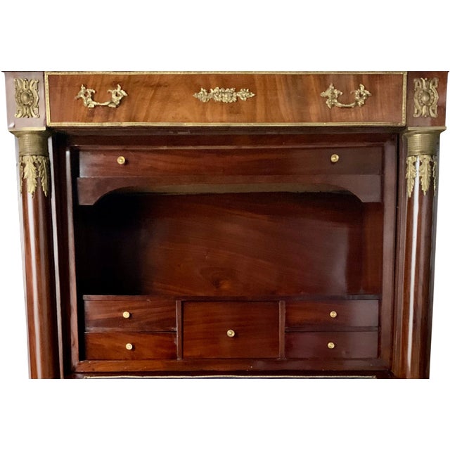 19th Century Empire Flamed Mahogany Secrétaire à Abattant Secretary Desk For Sale In New York - Image 6 of 12