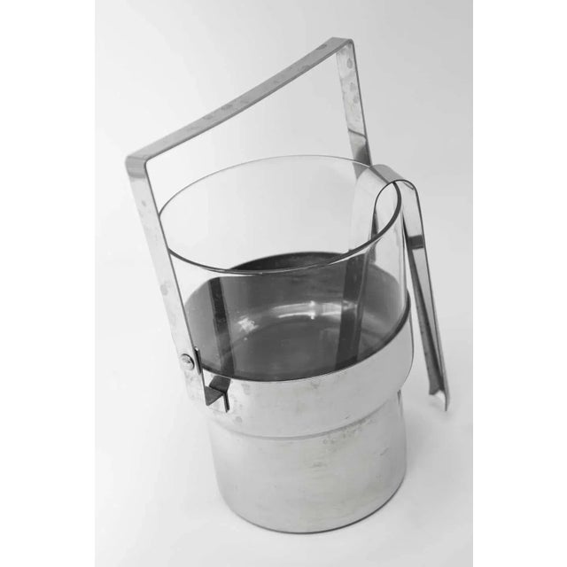 Postmodern Vintage Postmodern Inox and Glass Ice Bucket For Sale - Image 3 of 10
