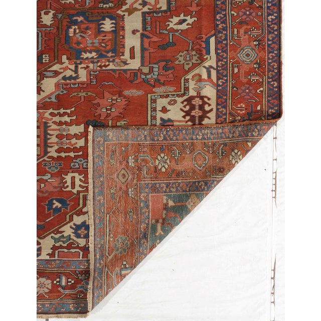 Late 19th Century Antique Hand-Knotted Persian Serapi Rug 9'2" X 12'4" For Sale - Image 5 of 5