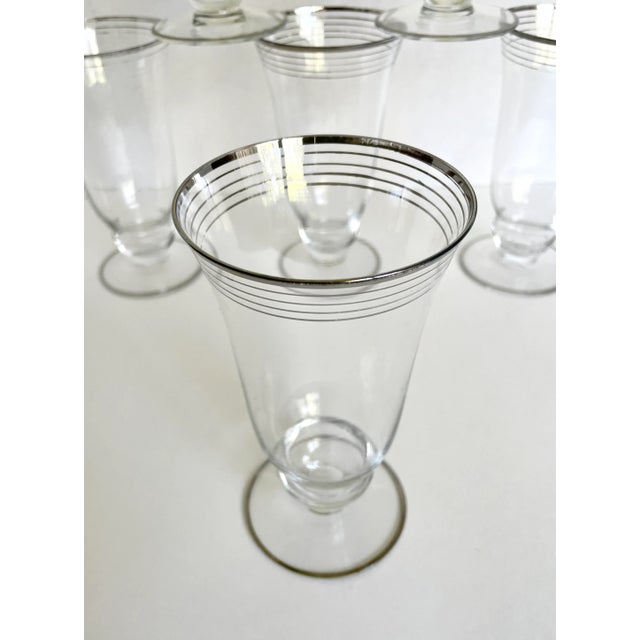 Vintage Art Deco Silver Rim Ice Tea Glasses - Set of 6 For Sale In Los Angeles - Image 6 of 7
