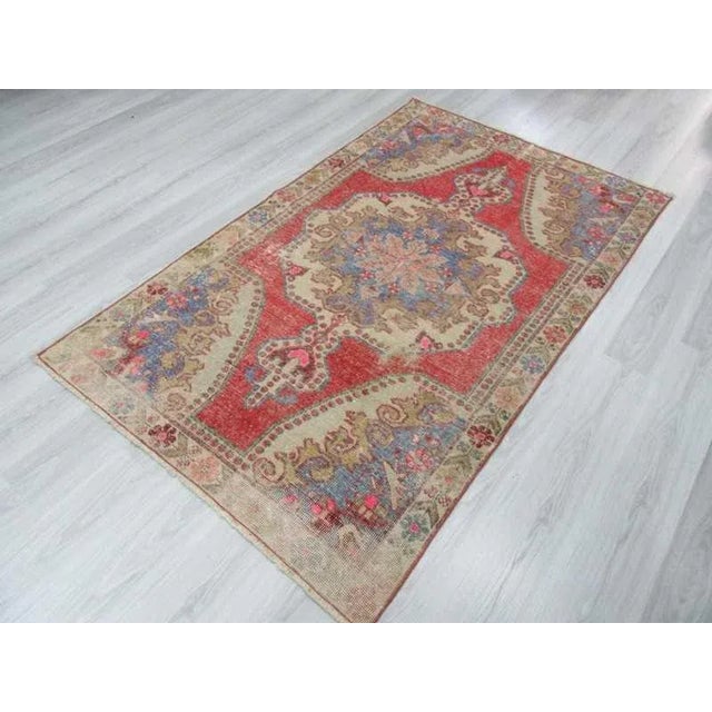 1960s Distressed Turkish Konya Area Rug - 4′5″ × 7′4″ For Sale - Image 5 of 6