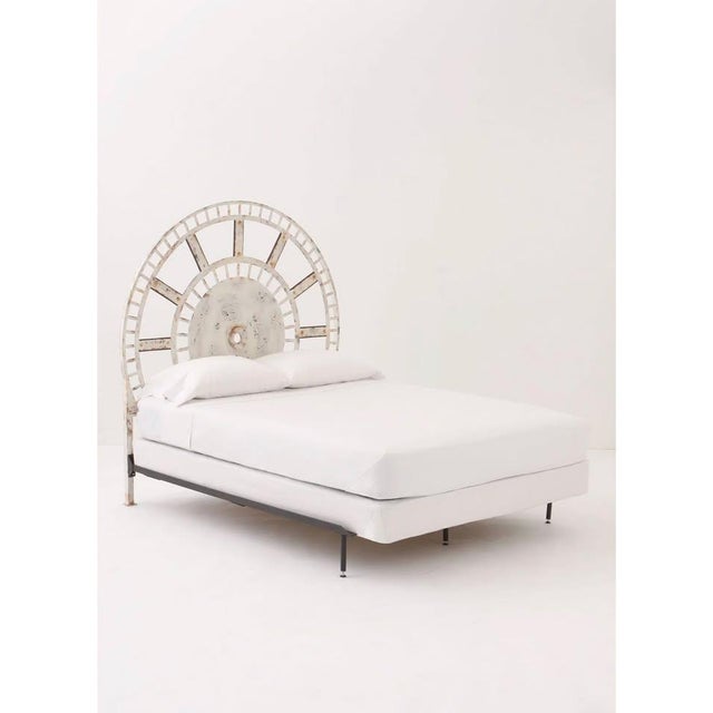 QUEEN SIZE. HEADBOARD ONLY. A rare find — this large, clock-gear-inspired headboard is part of a limited-edition artist...