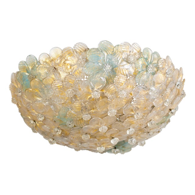 Murano Glass Flowers Basket Ceiling Lights from Barovier, 1950, Set of 2 For Sale