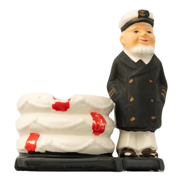 Sea Captain W/ 3 Life Rings Nautical Ashtray For Sale