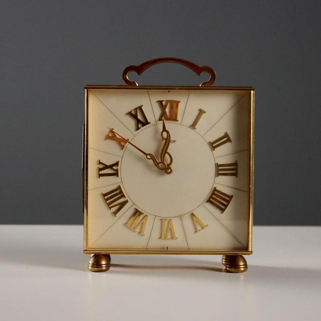 Vintage Brass Mechanical Clock from Imhof, Switzerland, 1950s For Sale - Image 10 of 10