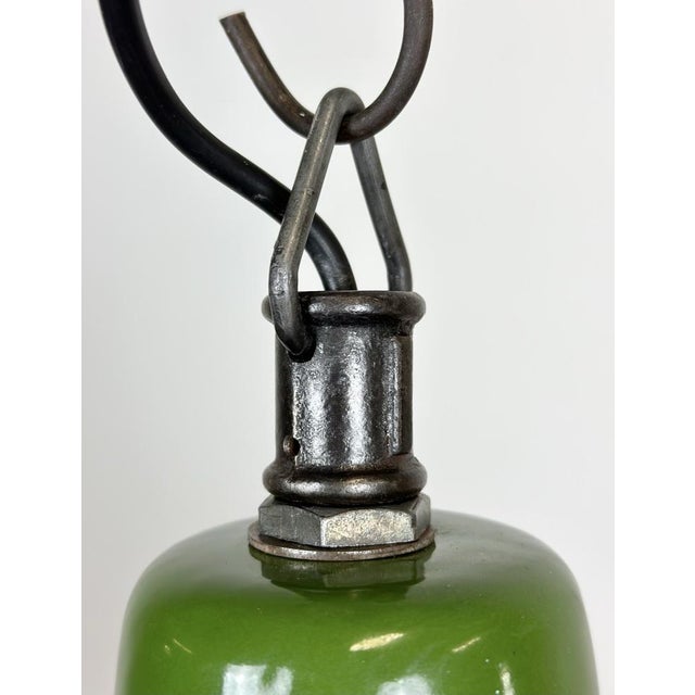 Industrial Green Enamel Factory Lamp from Zaos, 1960s For Sale - Image 4 of 15