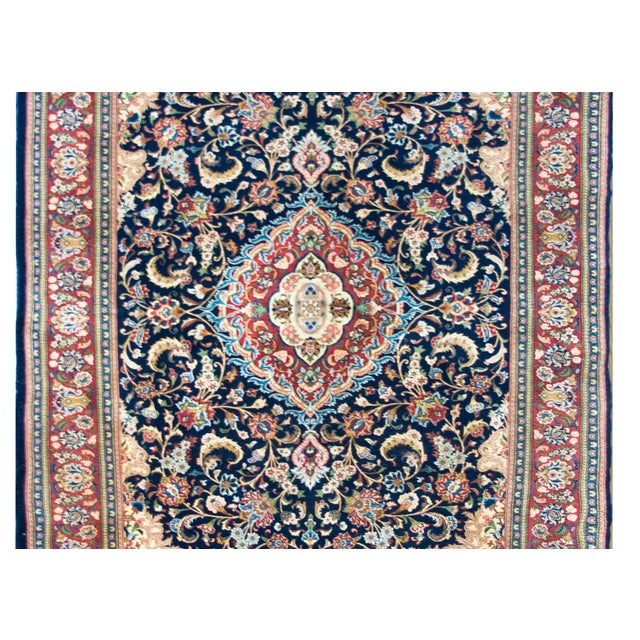 Textile Vintage Persian Kashan Rug For Sale - Image 7 of 16