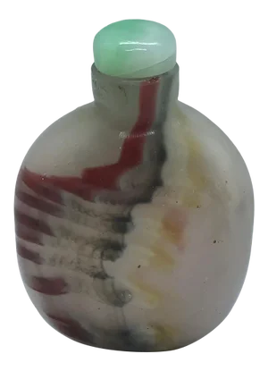 Vintage Beijing Glass Snuff Bottle With Colorful Striations