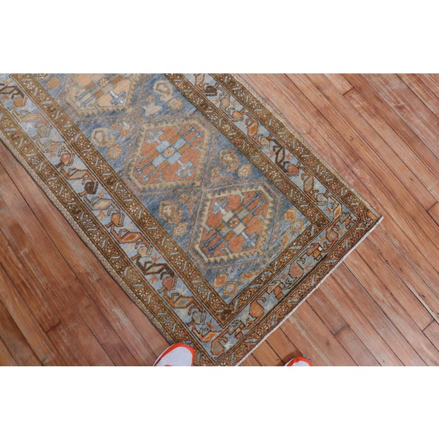 1920s Blue Orange Traditional Persian Malayer Rug - 2'5" x 4'7" For Sale - Image 14 of 18