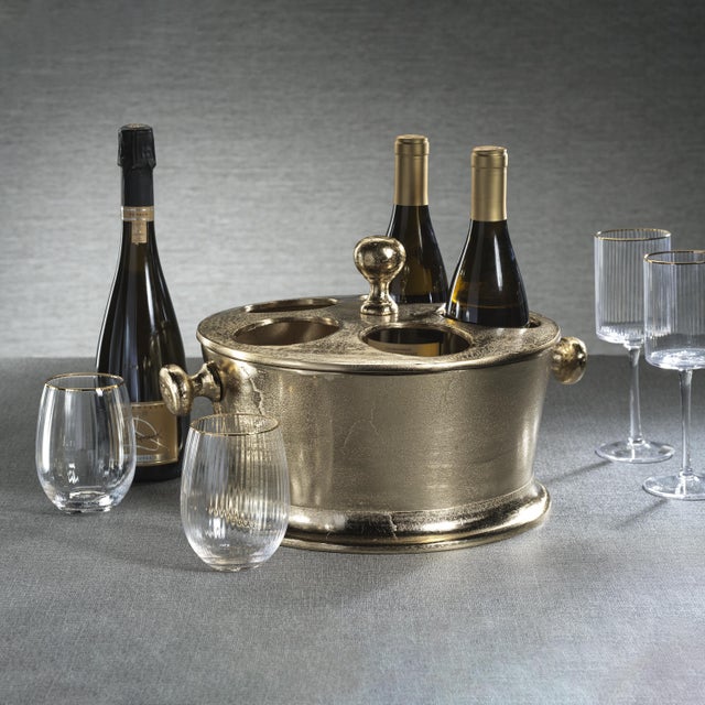 Modern Serrano 5-Bottle Metal Wine Holder, Gold For Sale - Image 3 of 4