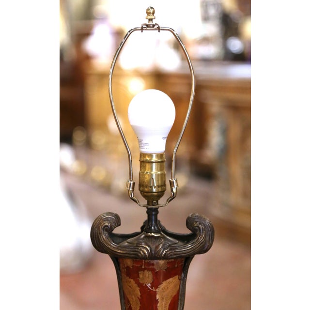 Metal Pair of Mid-Century French Louis XV Chinese Export Porcelain Bronze Lamps For Sale - Image 7 of 9