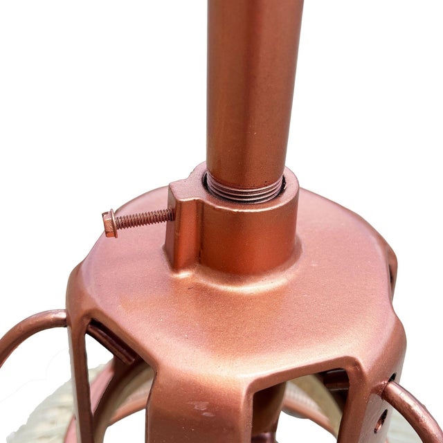 Metal 1950s Mid Century Modern Holophane Pendant Ceiling Light Copper-Tone Finish For Sale - Image 7 of 8