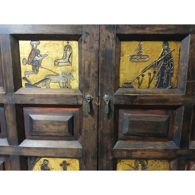 Spanish 19th Century Antique Hand Painted Spanish Colonial Sideboard For Sale - Image 3 of 12