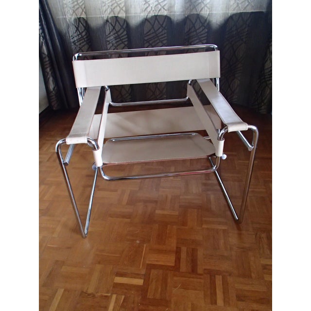 Bauhaus WASILI Armchair in Beige Leather, 1980s For Sale - Image 13 of 13