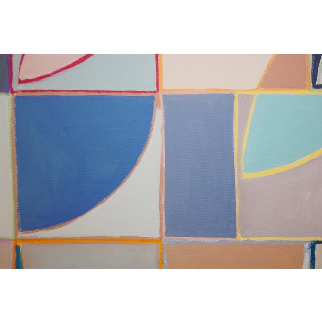 2026, Geometric Bauhaus Floral Painting on Canvas, Plucking Petals, Squares Grid by Natalia Roman For Sale In Miami - Image 6 of 8