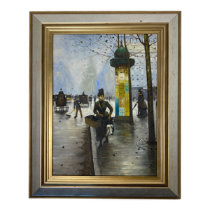 Parisian Street Scene Color Print, Paris France City & Metro Station