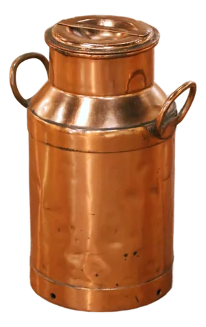 19th Century French Polished Copper Milk Can With Lid and Handles
