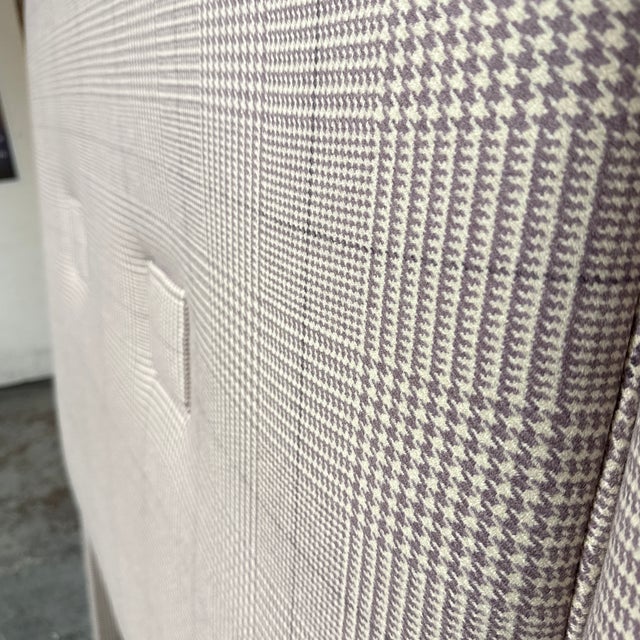 White Queen Size Bespoke Glen Plaid Upholstered Headboard For Sale - Image 8 of 12