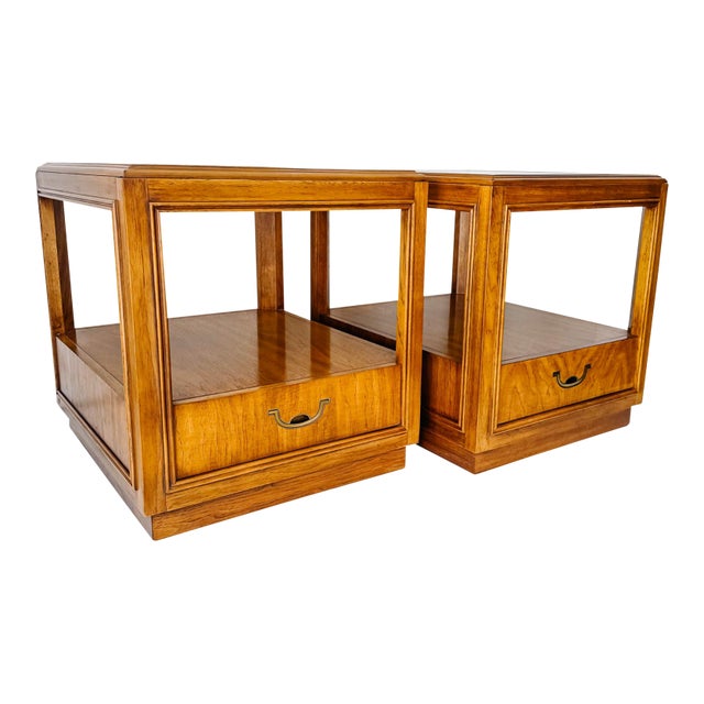 Vintage Drexel Accolade Campaign Style Nightstands - A Pair For Sale