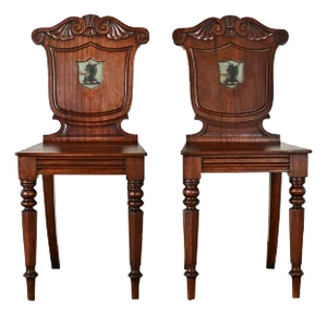 English Regency Circa 1800 Mahogany Hall Chairs - A Pair