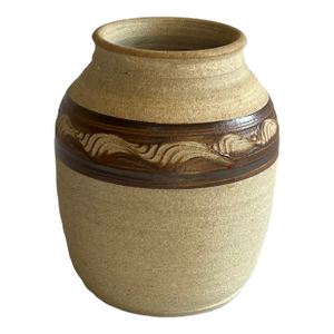 Handmade Tan and Brown Pottery Vase