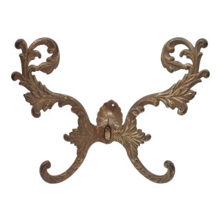 Antique French Brass Plated Cast Iron Hall Tree Hook For Sale