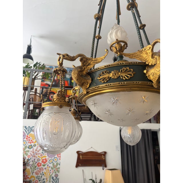 Black Empire Style Chandelier, 1890s For Sale - Image 8 of 9