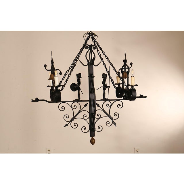 Quality Hand Forged Spanish Revival Wrought Iron Chandelier For Sale In Philadelphia - Image 6 of 18