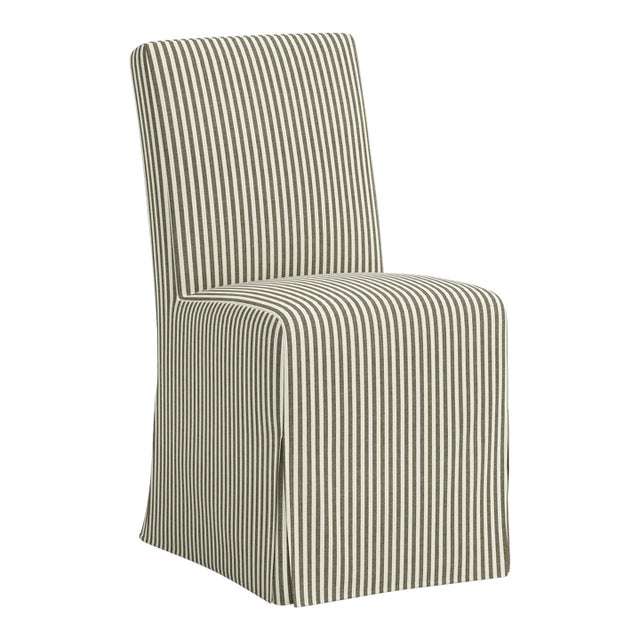 Stoffer Home x Cloth & Company Lindy Slipcover Dining Chair in Jane Stripe Laurel For Sale