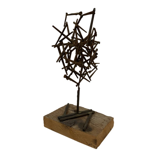 1970 Brutalist Style Abstract Nail Sculpture For Sale