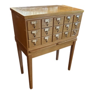 1960s 15 Drawer Library Card Catalog Cabinet For Sale