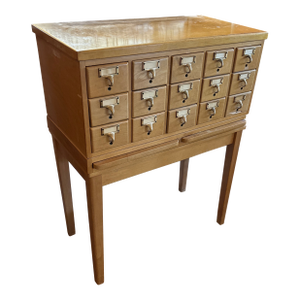 1960s 15 Drawer Library Card Catalog Cabinet