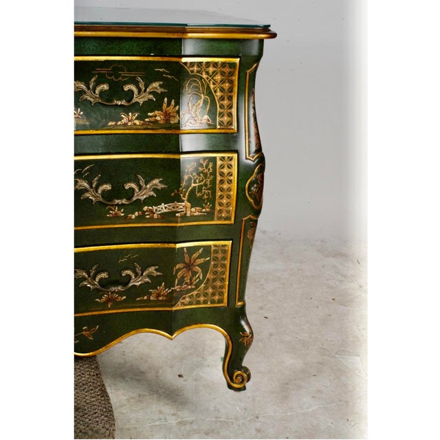 Green Contemporary John Widdicomb Louis XV-Style Chinoiserie Commode For Sale - Image 8 of 11