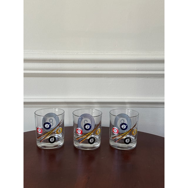 Transparent Vintage Pool Ball Rocks Glasses— Set of 7 For Sale - Image 8 of 10