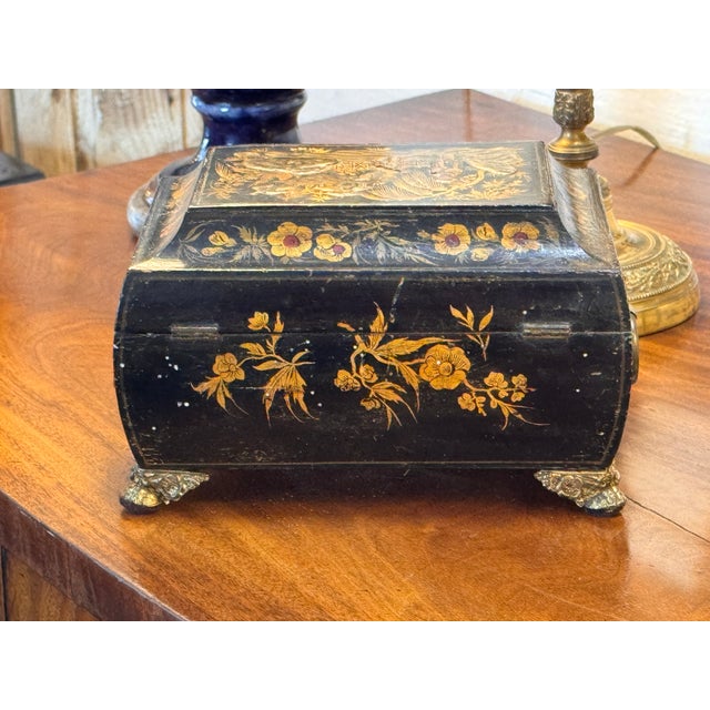 19th Century Regency Chinoiserie Box With Painted Scenes For Sale - Image 4 of 7