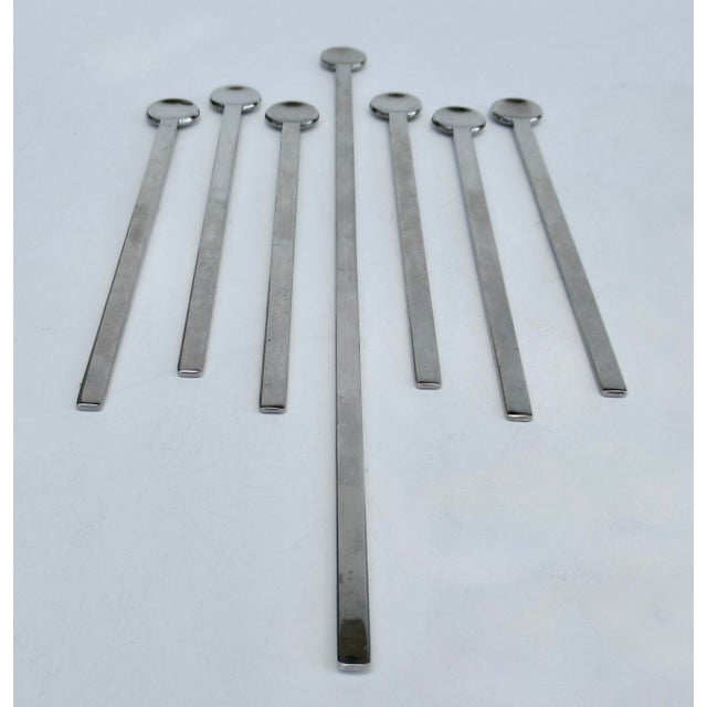Mid-Century Modern 1990s Postmodern Waterford Polished Silver Cocktail Stirrer Spoons & Cocktail Stirrer Spoon - 7 Pieces For Sale - Image 3 of 11