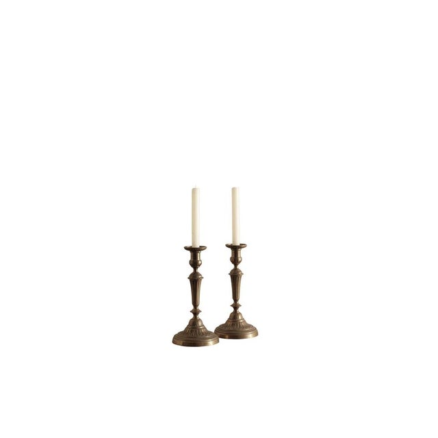 Antique French Fluted Brass Candlesticks, 1800s, Set of 2 For Sale - Image 5 of 5