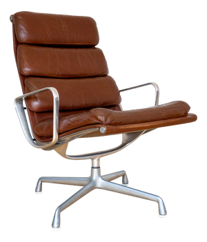 Soft Pad Leather Aluminium EA216 Lounge Chair by Charles and Ray Eames for Herman Miller, 1975