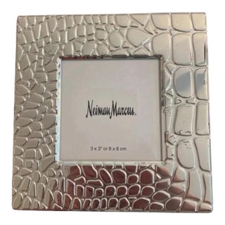 Croc Embossed Silver Vintage Neiman Marcus Picture Frame For Sale