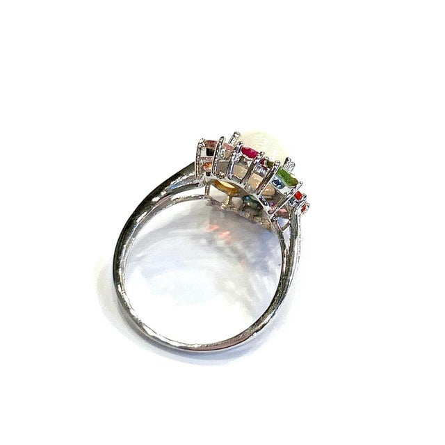 Traditional Bochic "Orient" Vintage Ruby, Tourmaline & Sapphires Cocktail Ring 18K & Silver For Sale - Image 3 of 9
