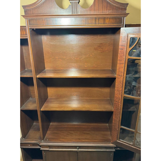 Mid 20th Century 19th-Century Style Solid Wood Curio Cabinet — Tall Display Case With Glass Door & Shelving For Sale - Image 5 of 12