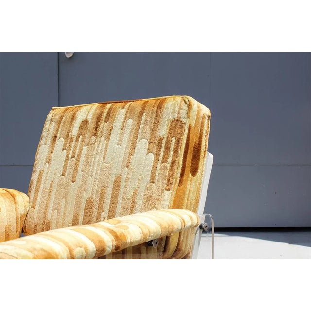 1960s Italian Geometric Velvet and Acrylic Glass Lounge Chair, 1960s For Sale - Image 5 of 12