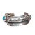 6.25" Vintage Navajo hand stamped heavy sterling/turquoise row cuff bracelet For Sale In Austin - Image 6 of 10