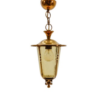 Mid-Century Modern Ceiling Lamp in Copper with Brass and Glass, 1950s For Sale