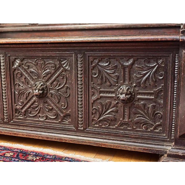 Neo-Renaissance Carved Oak Bench For Sale - Image 10 of 11