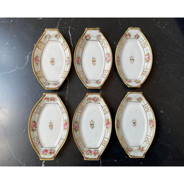 Antique Handpainted Nippon Porcelain Salt Cellars, Set of Six For Sale - Image 12 of 17