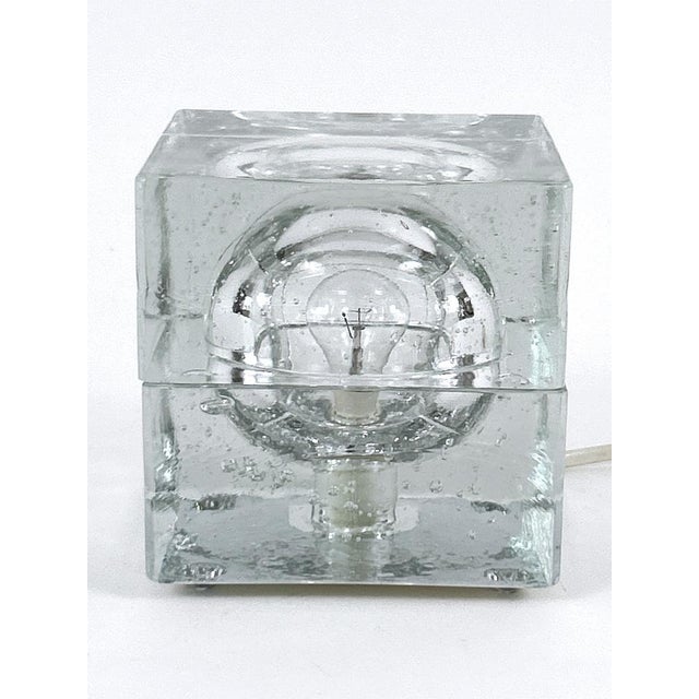 Mid-Century Modern Hand-Blown Ice Glass Cube Table Lamp from Wila, Germany, 1970s For Sale - Image 9 of 18
