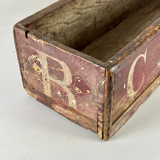 Early 20th Century Primitive Folk Art Hand Constructed & Painted Wooden Trough/Box With Initials on It For Sale - Image 5 of 11