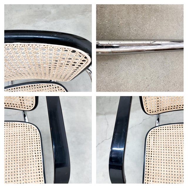 Cesca Armchair by Marcel Breuer for Gavina Knoll, Italy – 1970s, Caned, Ebonized Beech & Chrome For Sale - Image 9 of 10