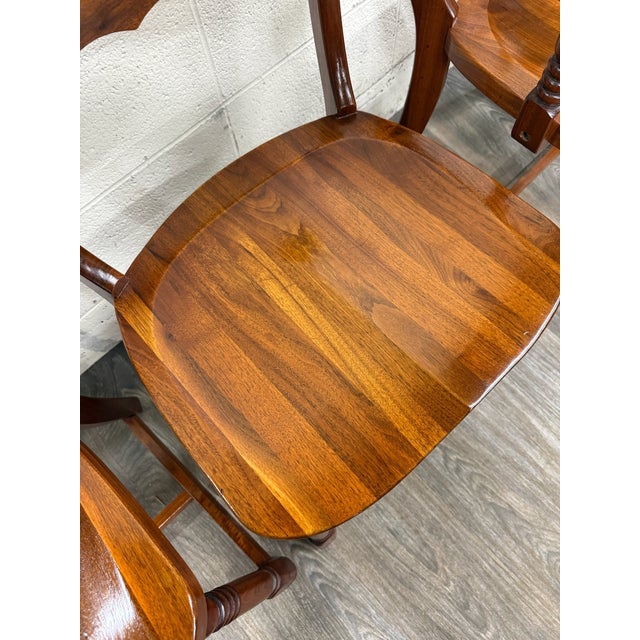 American Vintage Colonial Revival Early American Style Walnut Dining Chairs - Set of 6 For Sale - Image 3 of 15